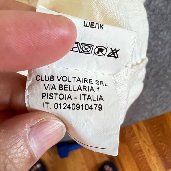 Club Voltaire Linen Linen Midi Dress Laganlook Loose Fit S/S Pockets Sz L Italy - Picture 8 of 15